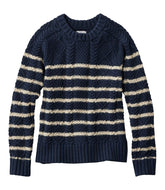 L.L.Bean Women's Signature Cotton Fisherman Sweater, Crewneck Stripe NEW|CLOTHING