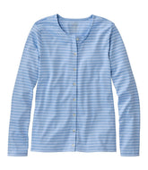 L.L.Bean Women's Pima Cotton Tee, Long-Sleeve Crewneck Cardigan Stripe NEW|CLOTHING