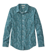 L.L.Bean Women's Wrinkle-Free Pinpoint Oxford Shirt, Relaxed Fit Long-Sleeve Print CLOTHING|SALE