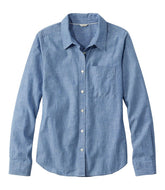 L.L.Bean Women's Essential Cotton Shirt, Chambray Long Sleeve CLOTHING
