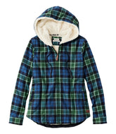 L.L.Bean Women's Scotch Plaid Flannel Shirt, Sherpa-Lined Zip Hoodie CLOTHING|SALE