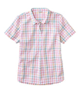L.L.Bean Women's Vacationland Seersucker Shirt, Short-Sleeve Popover Plaid CLOTHING|SALE