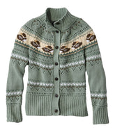 L.L.Bean Women's Signature Cotton Fisherman Sweater, Short Cardigan Fair Isle CLOTHING|SALE