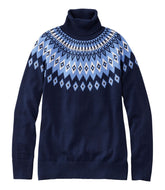 L.L.Bean Women's Cotton/Cashmere Sweater, Turtleneck Fair Isle CLOTHING|SALE