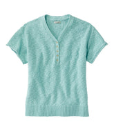 L.L.Bean Women's Midweight Cotton Slub Sweater, Henley Short-Sleeve CLOTHING|SALE