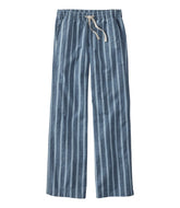 L.L.Bean Women's Lakewashed Pull-On Chinos, Mid-Rise Wide-Leg Stripe Chambray CLOTHING|SALE