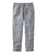 L.L.Bean Women's Premium Linen Pull-On Ankle Pants, Mid-Rise Tapered-Leg Stripe CLOTHING|SALE