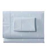 L.L.Bean Sunwashed Percale Sheet Collection, Stamped Leaf Print HOME GOODS
