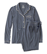 L.L.Bean Women's Super-Soft Shrink-Free Button Front Pajama Set, Stripe CLOTHING|SALE