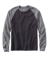 L.L.Bean Men's Washed Cotton Double-Knit Crewneck, Slightly Fitted Long-Sleeve Colorblock CLOTHING