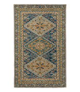 L.L.Bean Bordered Medallion Wool Tufted Rug, Blue Multi HOME GOODS