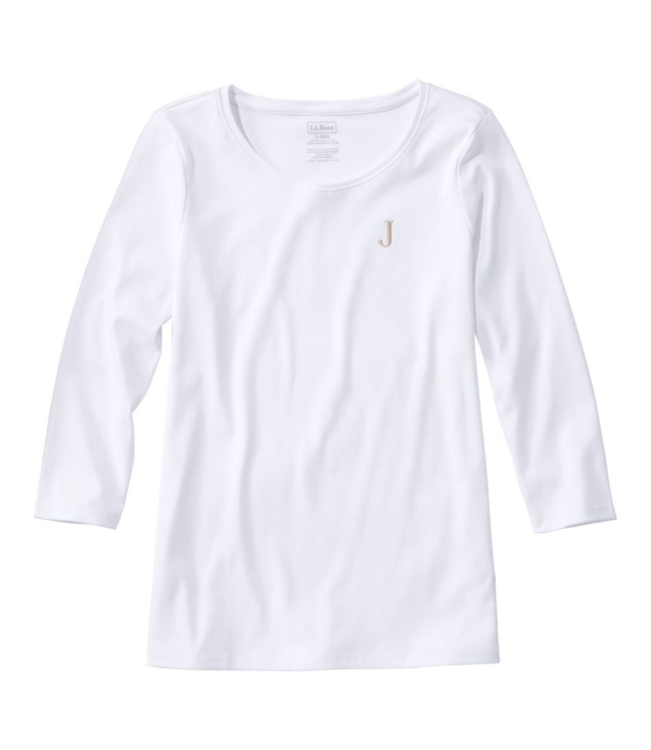 L.L.Bean Women's Pima Cotton Shaped Tee, Three-Quarter-Sleeve Jewelneck CLOTHING|SALE