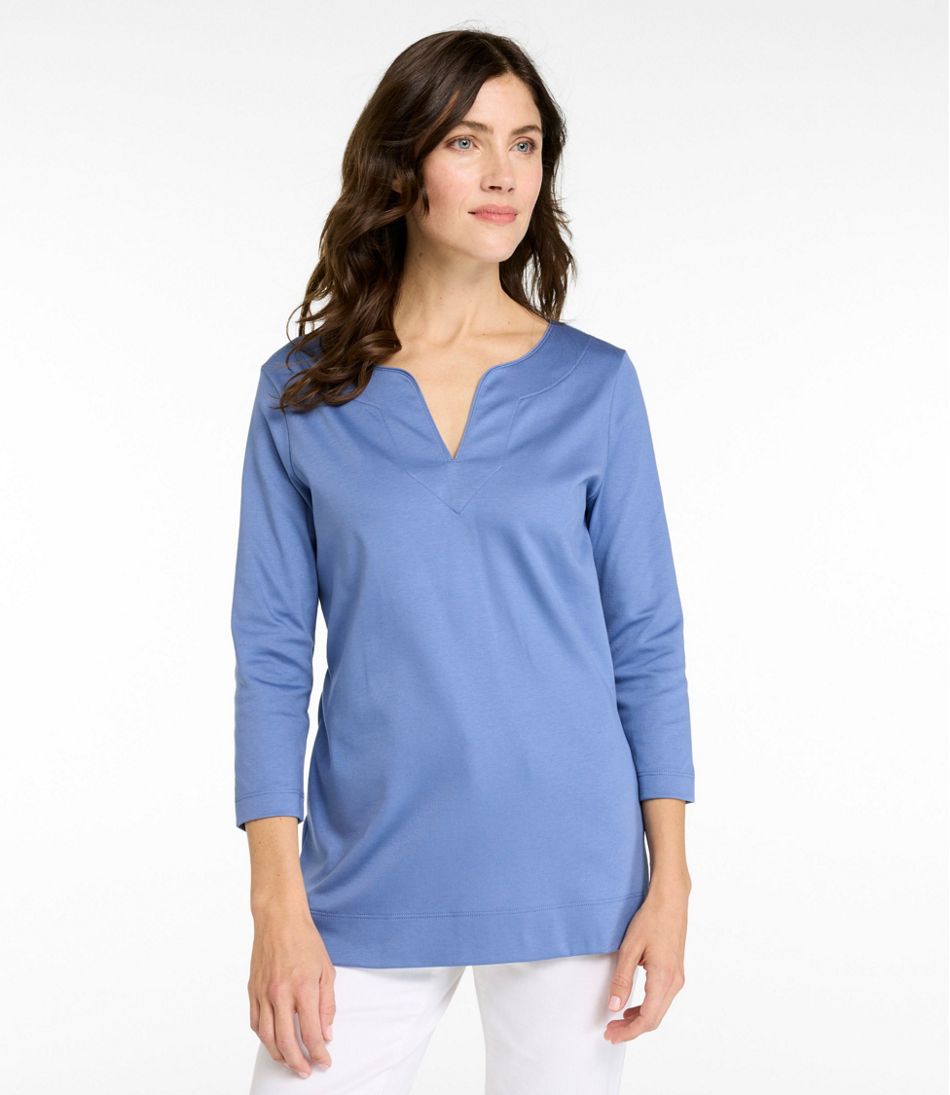 L.L.Bean Women's Pima Cotton Tunic, Three-Quarter-Sleeve Splitneck CLOTHING|SALE