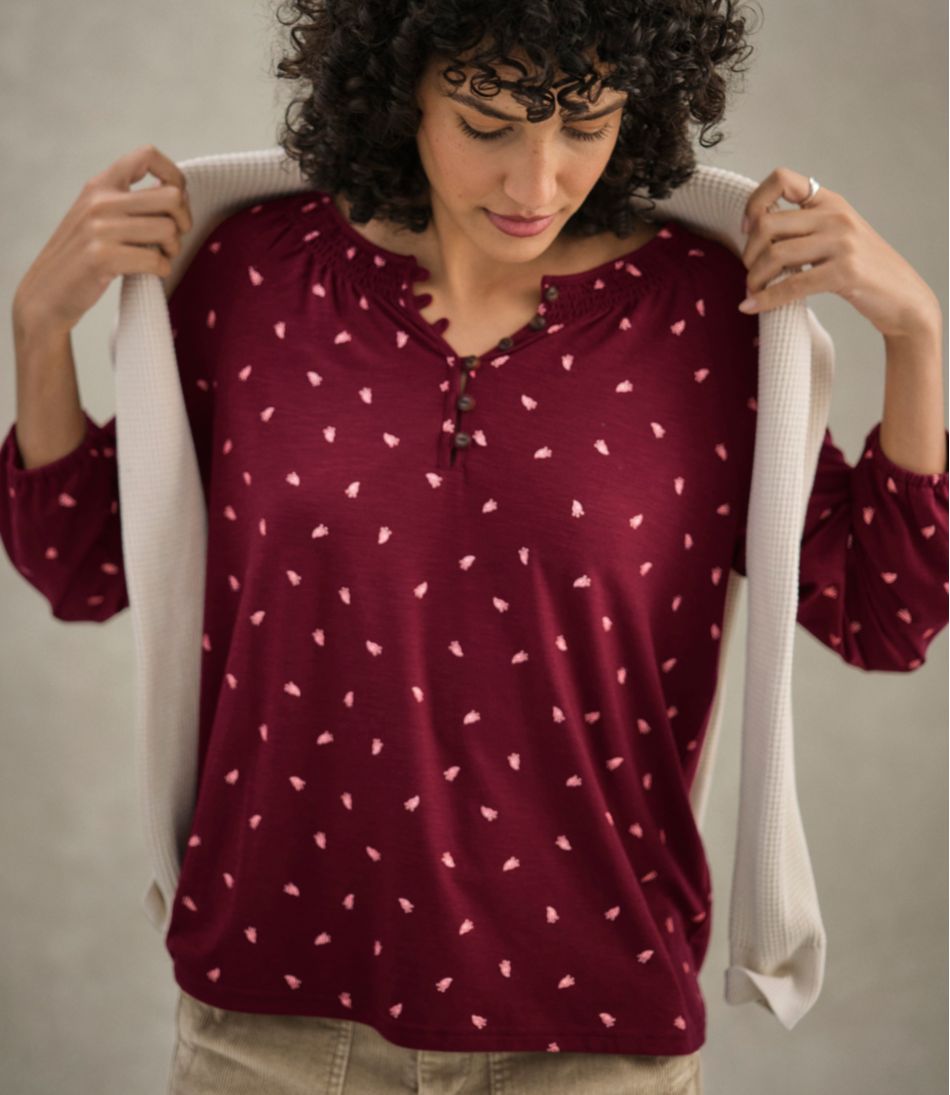 L.L.Bean Women's Camden Hills Tee, Three-Quarter-Sleeve Print CLOTHING|SALE