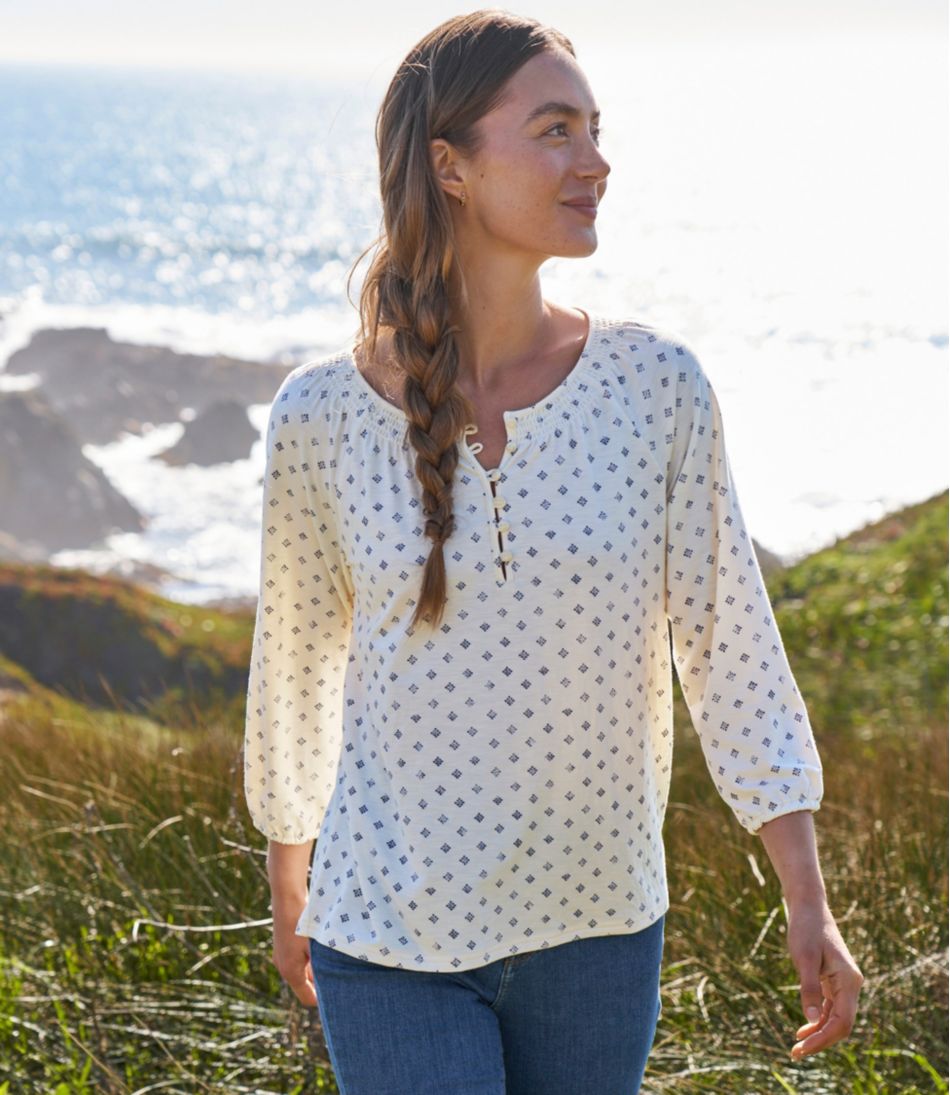 L.L.Bean Women's Camden Hills Tee, Three-Quarter-Sleeve Print CLOTHING|SALE