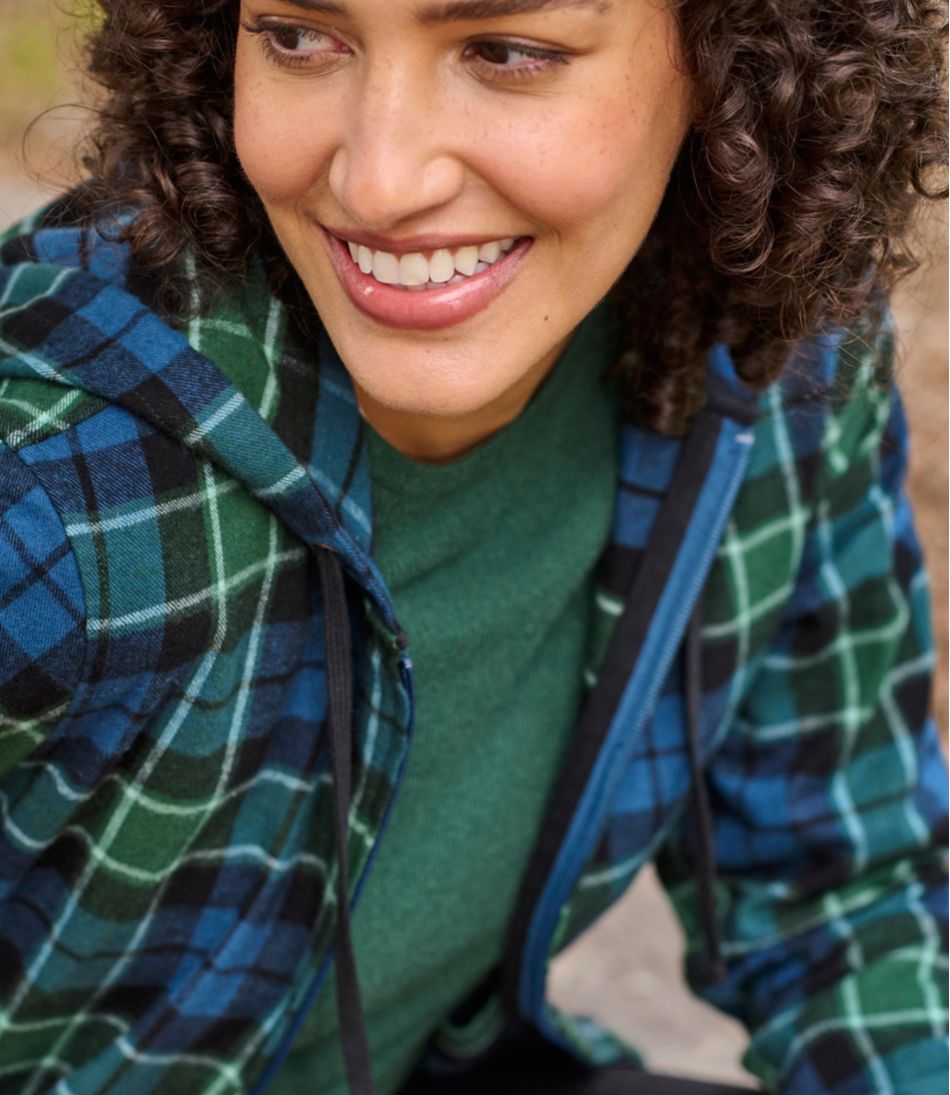 L.L.Bean Women's Scotch Plaid Flannel Shirt, Relaxed Zip Hoodie CLOTHING|SALE