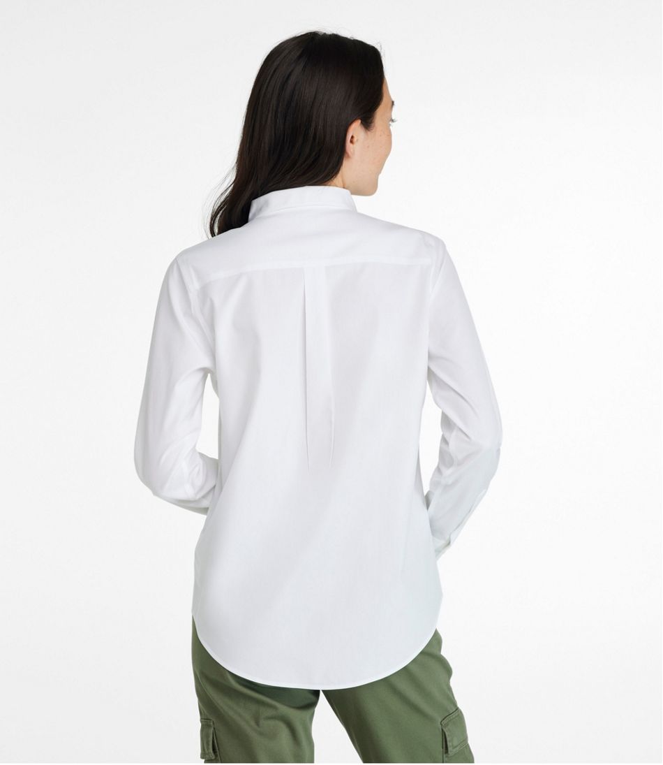 L.L.Bean Women's Wrinkle-Free Pinpoint Oxford Shirt, Long-Sleeve Relaxed Fit CLOTHING