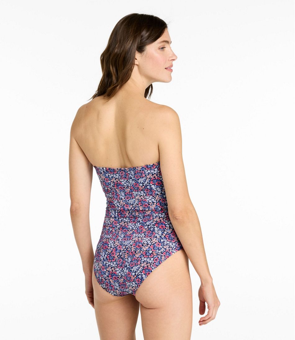 L.L.Bean Women's Coastal Essentials Swimwear, Bandeau Tanksuit Print CLOTHING