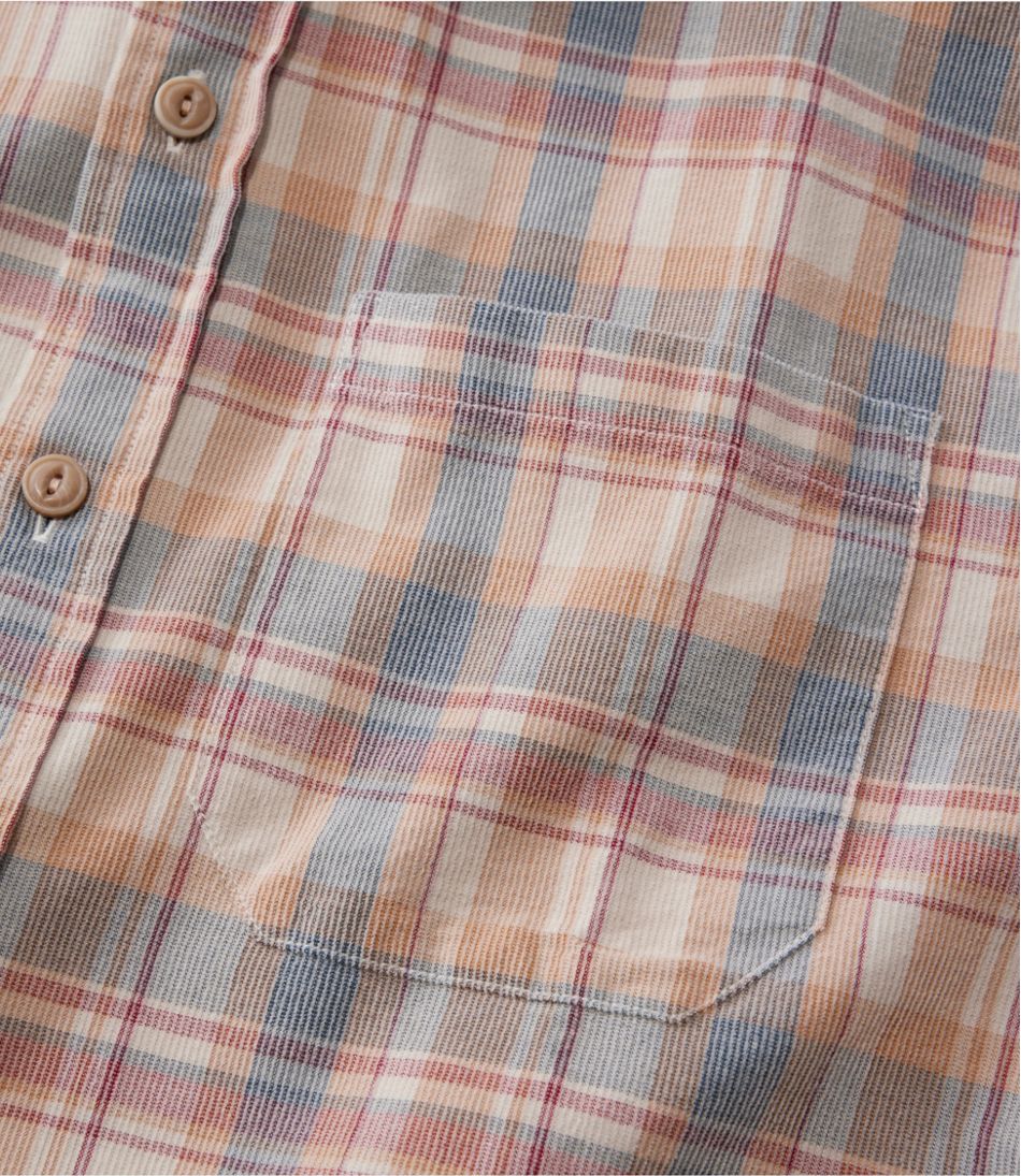 L.L.Bean Men's Sunwashed Corduroy Shirt, Slightly Fitted Untucked Fit, Plaid CLOTHING|SALE