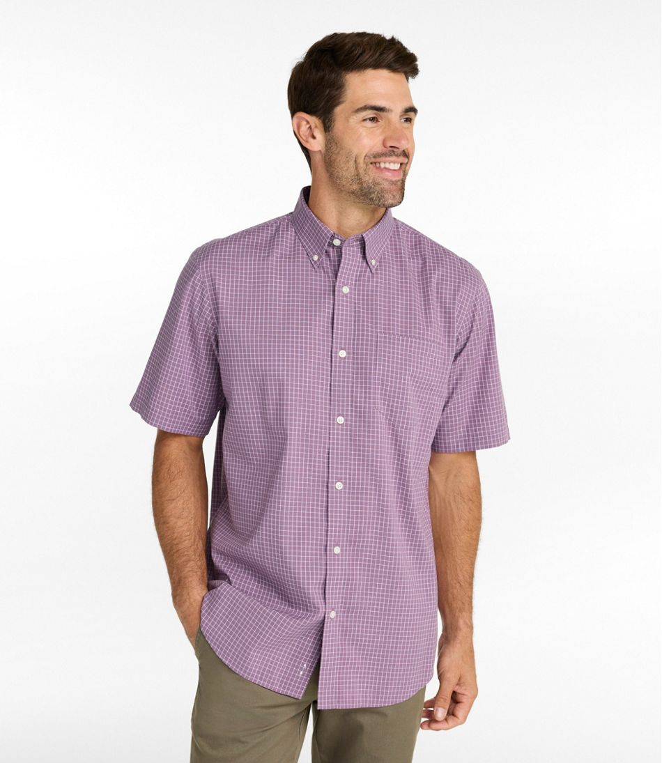 L.L.Bean Men's Wrinkle-Free Kennebunk Sport Shirt, Traditional Fit Short-Sleeve Check CLOTHING|SALE