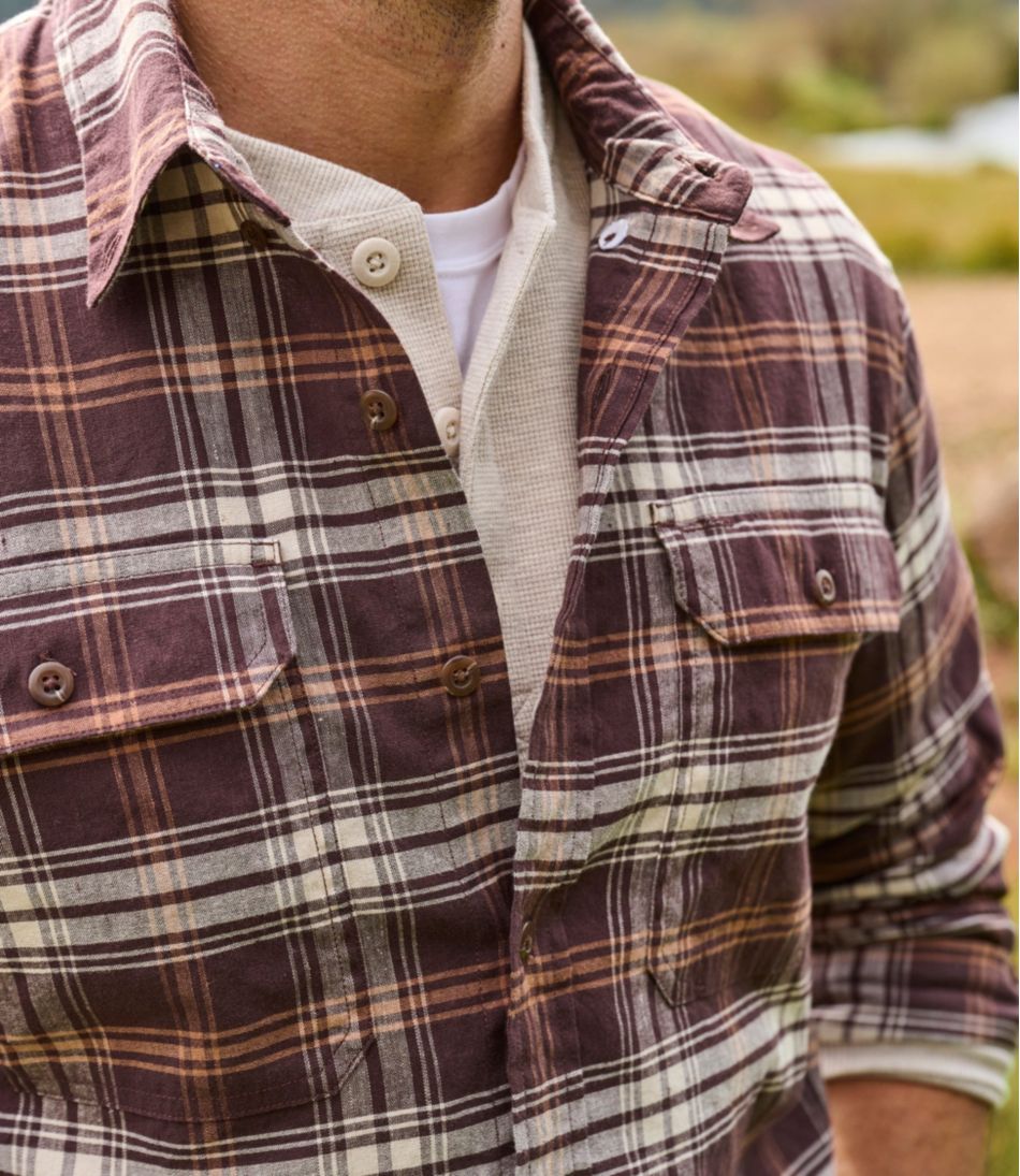L.L.Bean Men's Stonecoast Hemp Shirt, Long-Sleeve, Slightly Fitted Untucked Fit CLOTHING|SALE