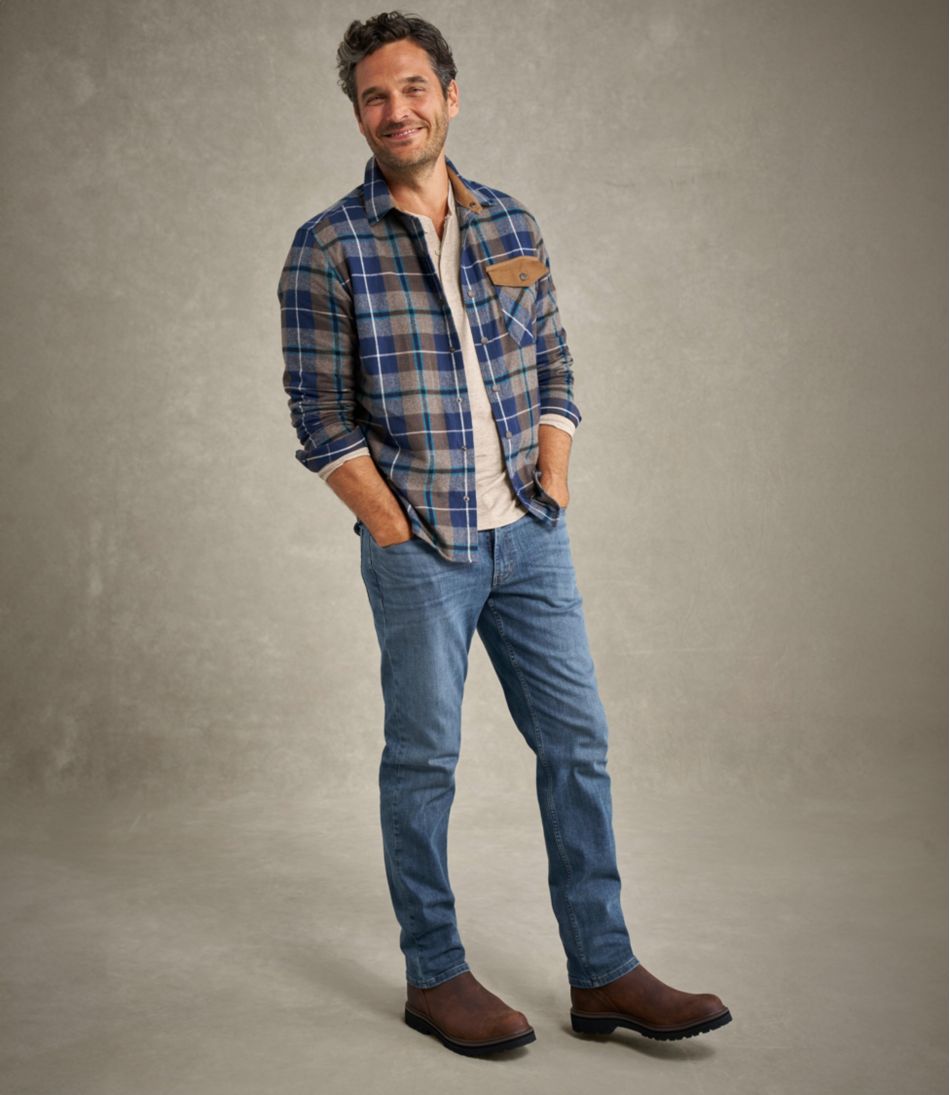 L.L.Bean Men's Scotch Plaid Flannel Shirt, Snap-Front, Slightly Fitted Untucked Fit CLOTHING