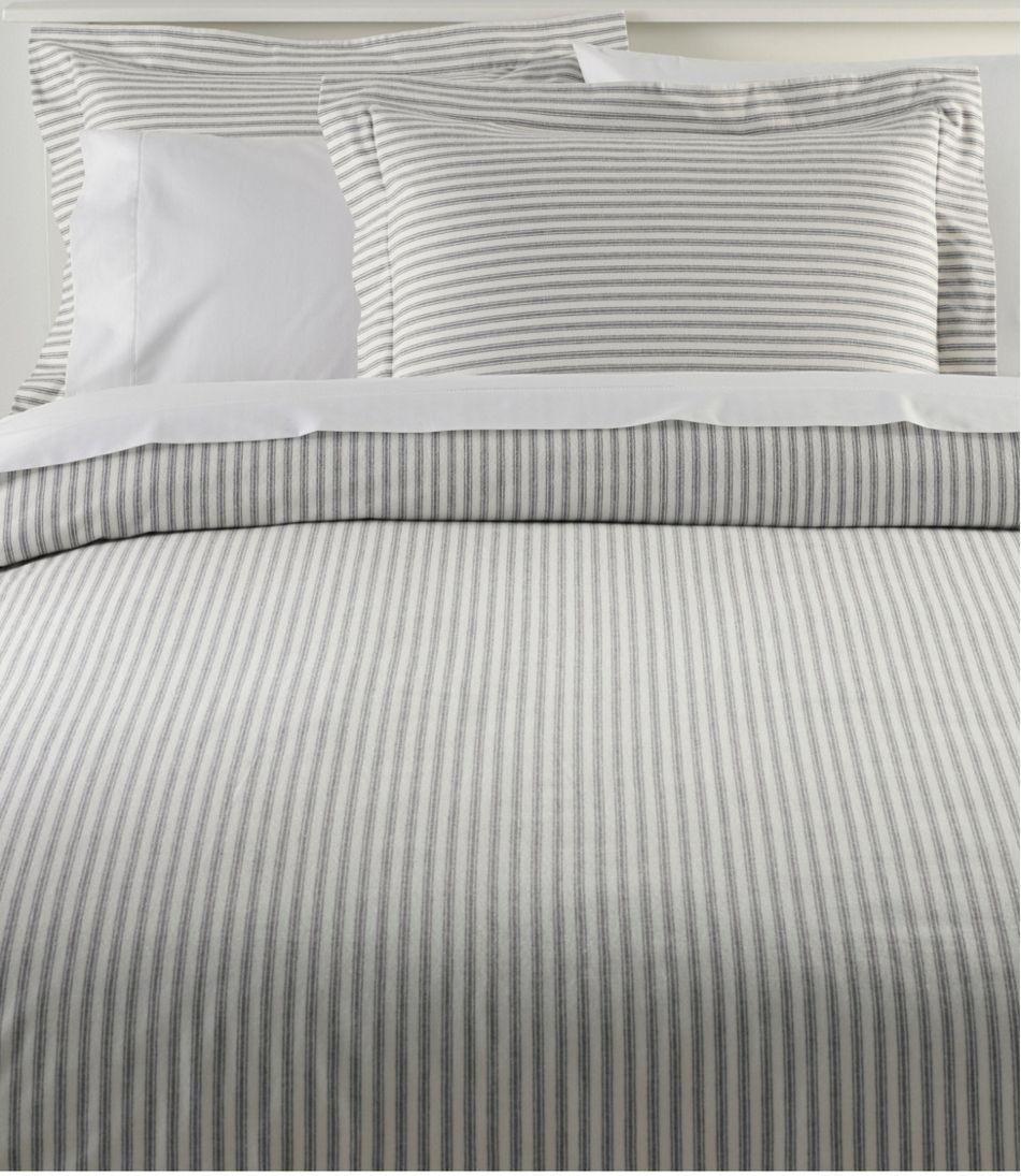 L.L.Bean Ultrasoft Comfort Flannel Comforter Cover Collection, Stripe HOME GOODS
