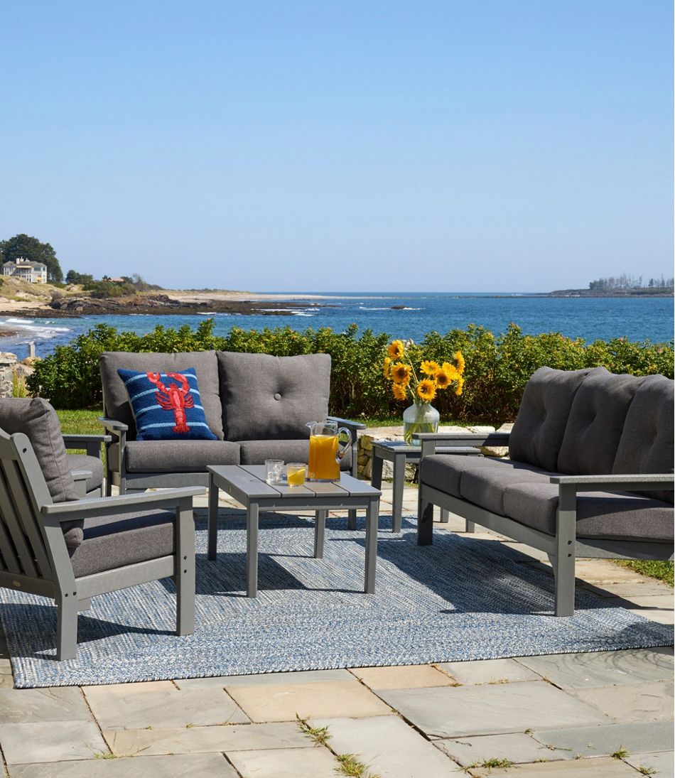 L.L.Bean All-Weather Patio Sofa with Textured Cushion, Slate Gray HOME GOODS