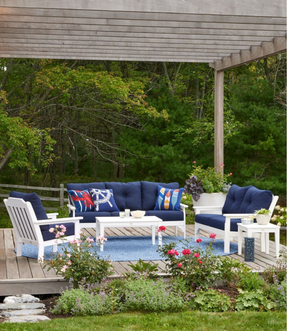 L.L.Bean All-Weather Patio Sofa with Textured Cushions HOME GOODS
