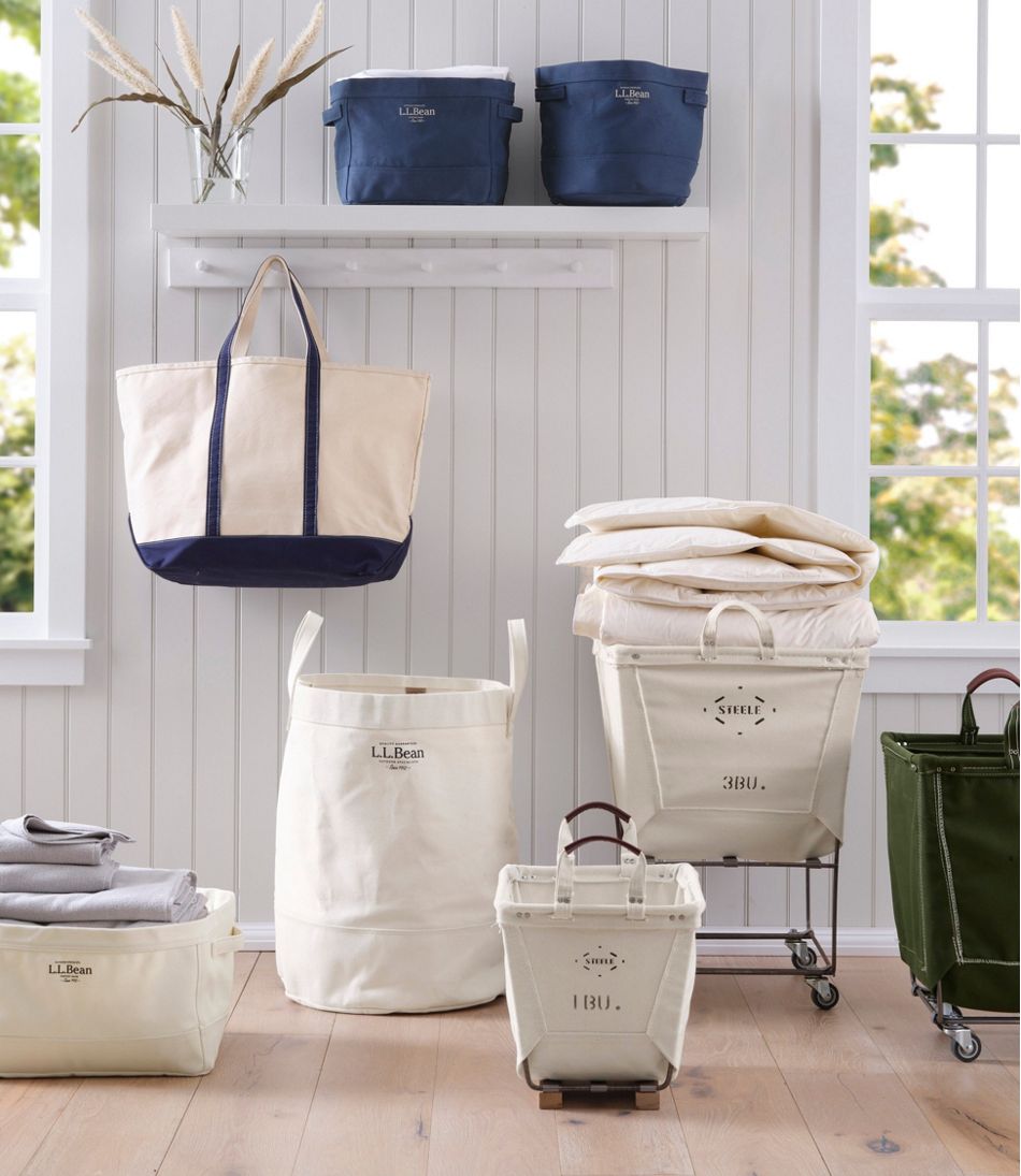 L.L.Bean Steele Small Carry Basket With Wood Runners HOME GOODS